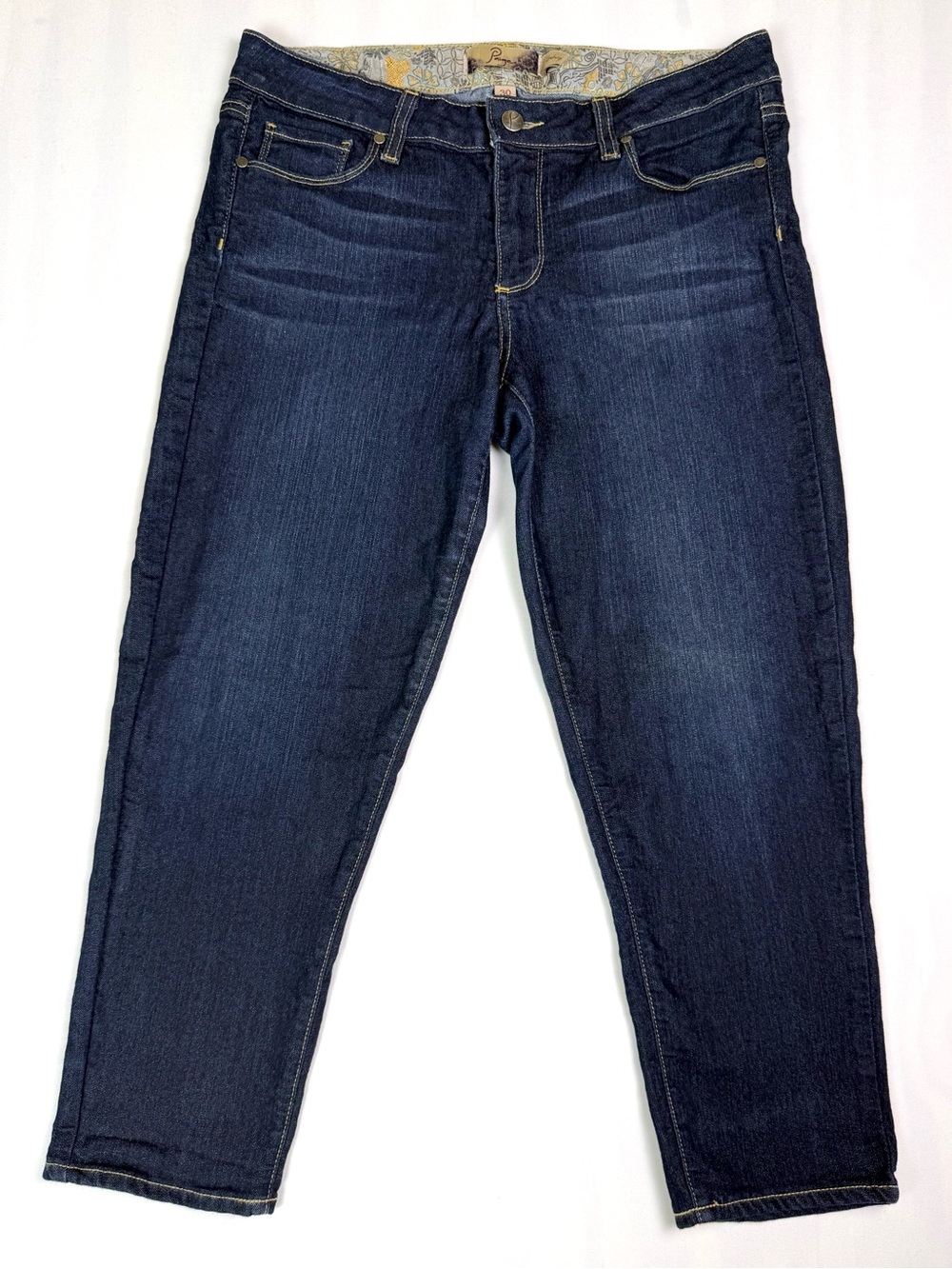 Paige Roxbury Jeans 30 Y2K Low Rise Skinny Capri Cropped Dark Wash Stretch